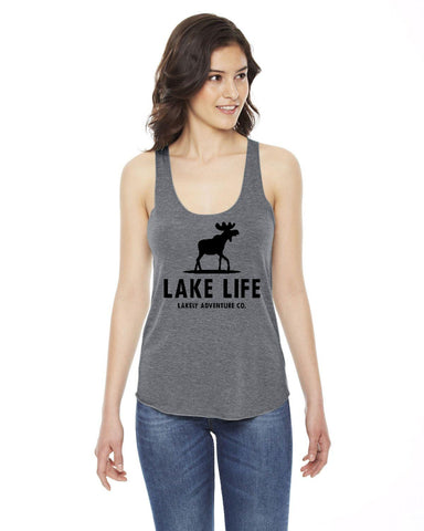 lake Life Ladies' Triblend Racerback Tank - Tall Moose