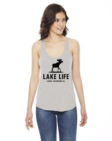 lake Life Ladies' Triblend Racerback Tank - Tall Moose