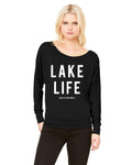 Lake Life Ladies' Flowy Long-Sleeve Off Shoulder T-Shirt - Block and Bold