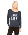 Lake Life Ladies' Flowy Long-Sleeve Off Shoulder T-Shirt - Block and Bold