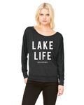 Lake Life Ladies' Flowy Long-Sleeve Off Shoulder T-Shirt - Block and Bold