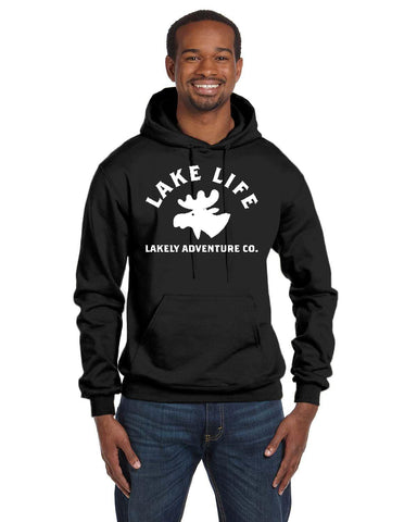 Lake Life Unisex Champion Double Dry Eco Pullover Hoodie - Moose Head