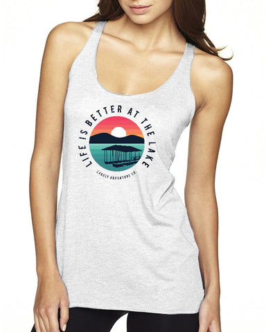 Life is better at the lake sunset Ladies' Triblend Racerback Tank