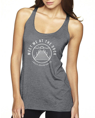 Meet me at the dock Next Level Ladies' Triblend Racerback Tank