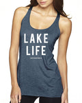 Lake Life Next Level Ladies' Triblend Racerback Tank - Block and bold