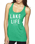 Lake Life Next Level Ladies' Triblend Racerback Tank - Block and bold