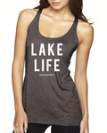 Lake Life Next Level Ladies' Triblend Racerback Tank - Block and bold