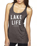 Lake Life Next Level Ladies' Triblend Racerback Tank - Block and bold