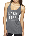 Lake Life Next Level Ladies' Triblend Racerback Tank - Block and bold