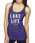 Lake Life Next Level Ladies' Triblend Racerback Tank - Block and bold