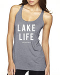 Lake Life Next Level Ladies' Triblend Racerback Tank - Block and bold