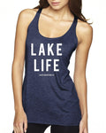 Lake Life Next Level Ladies' Triblend Racerback Tank - Block and bold