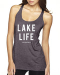 Lake Life Next Level Ladies' Triblend Racerback Tank - Block and bold