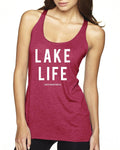 Lake Life Next Level Ladies' Triblend Racerback Tank - Block and bold