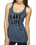 Lake Life Next Level Ladies' Triblend Racerback Tank - Block and Bold