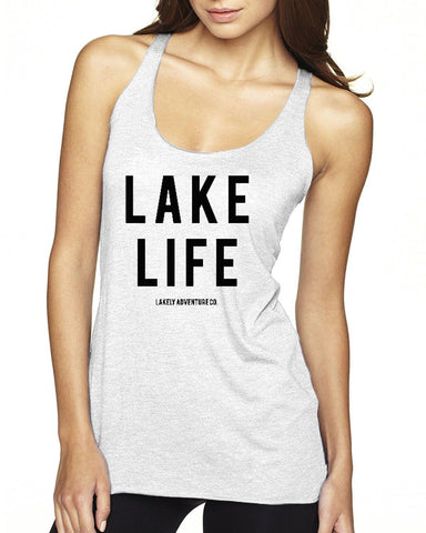 Lake Life Next Level Ladies' Triblend Racerback Tank - Block and Bold