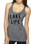 Lake Life Next Level Ladies' Triblend Racerback Tank - Block and Bold