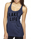 Lake Life Next Level Ladies' Triblend Racerback Tank - Block and Bold