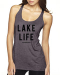 Lake Life Next Level Ladies' Triblend Racerback Tank - Block and Bold